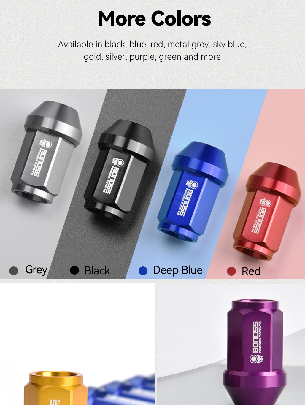 Short Honeycomb Aluminum Wheel Lug Nuts - M12x1.5